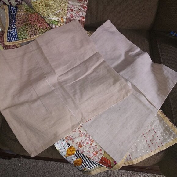 NEWHANDMADE Vintage/Kantha/Quilt,Silk Patchwork/Throw/Baby Blanket/2Throw Pillow - Picture 6 of 7